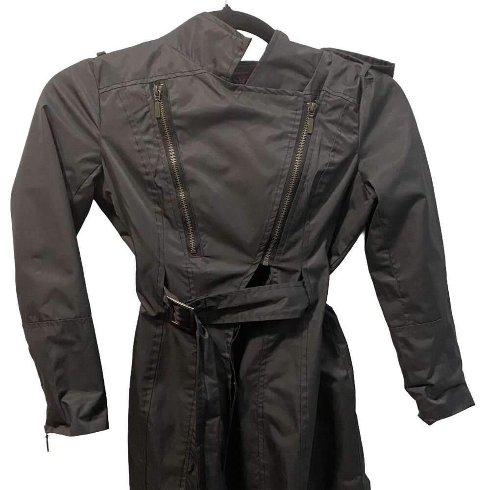Yoki Girls Black Mid-Length Trench Coat | Belted Zipper Jacket (M 8–10)